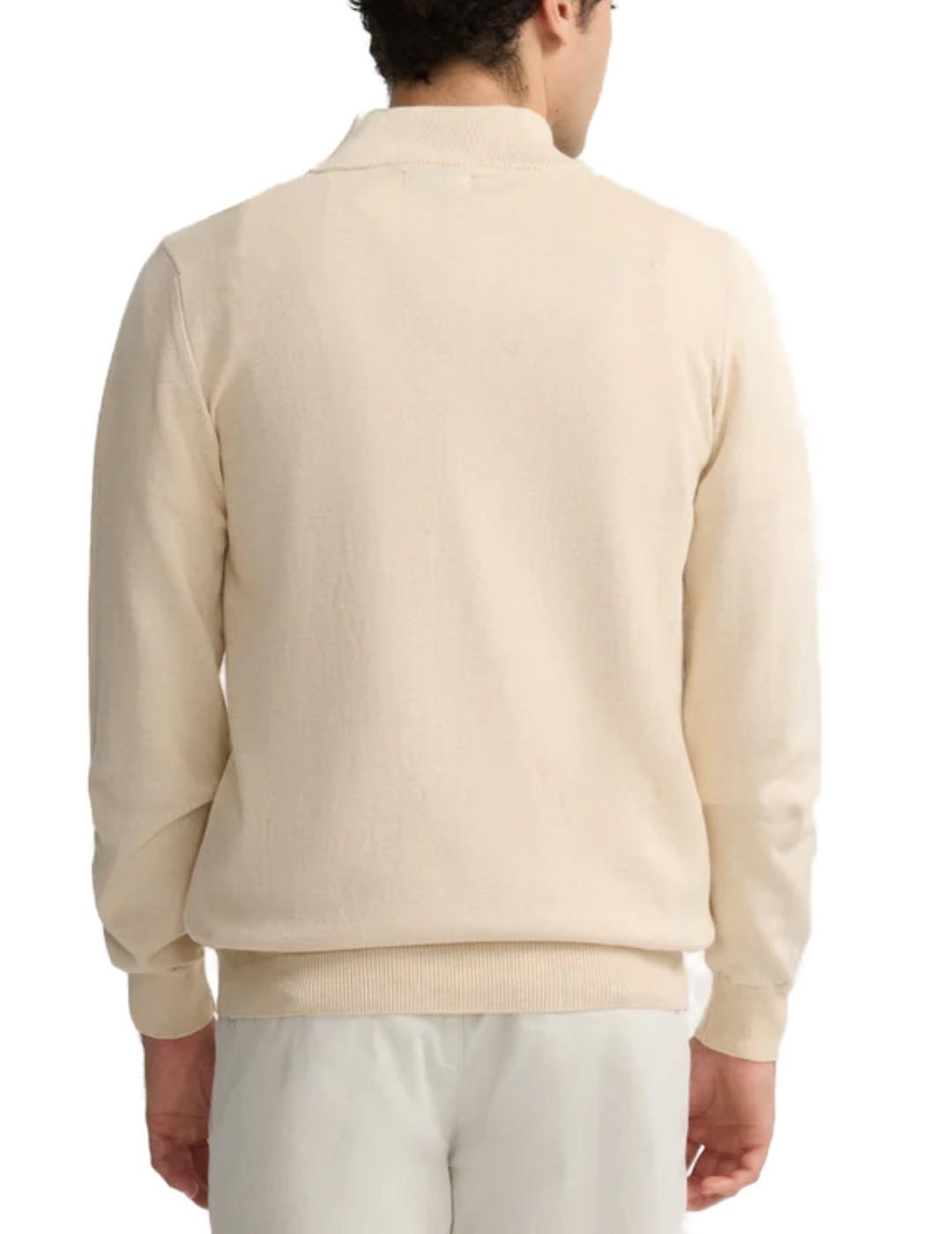 Jersey Silbon liso media cremallera beige para hombre