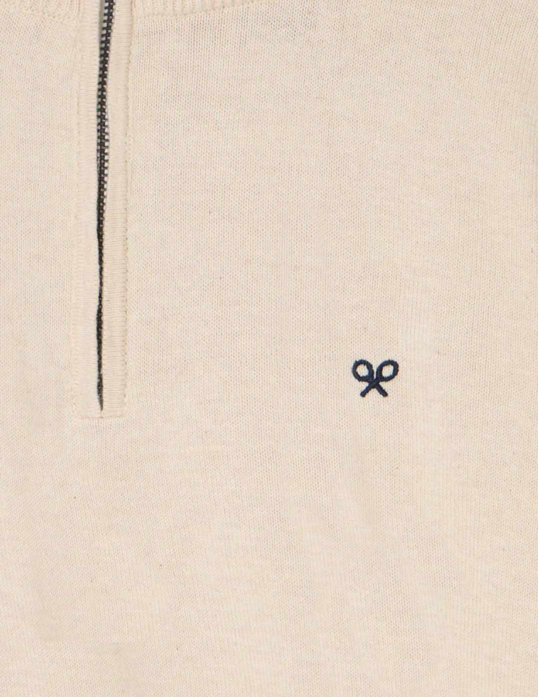 Jersey Silbon liso media cremallera beige para hombre