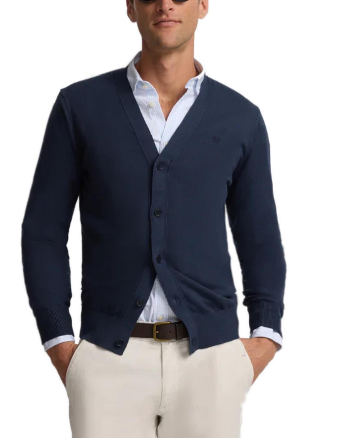 Cárdigan Silbon clasico azul marino de punto para hombre