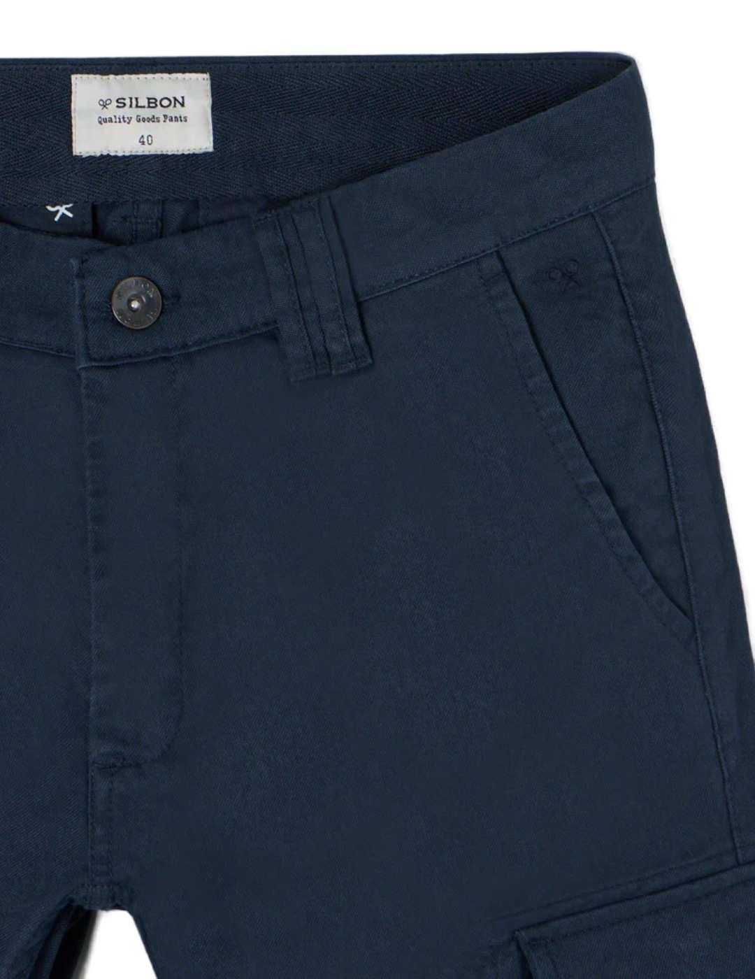 Pantalón Silbon sport cargo azul marino slim para hombre