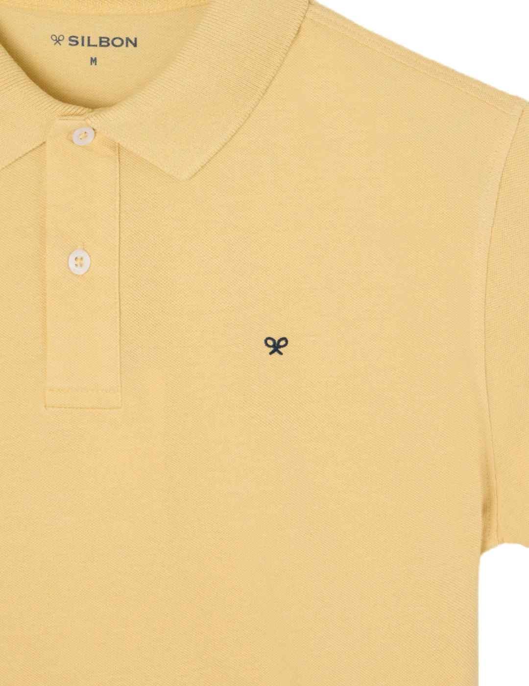 Polo Silbon clasico liso amarillo manga corta de hombre
