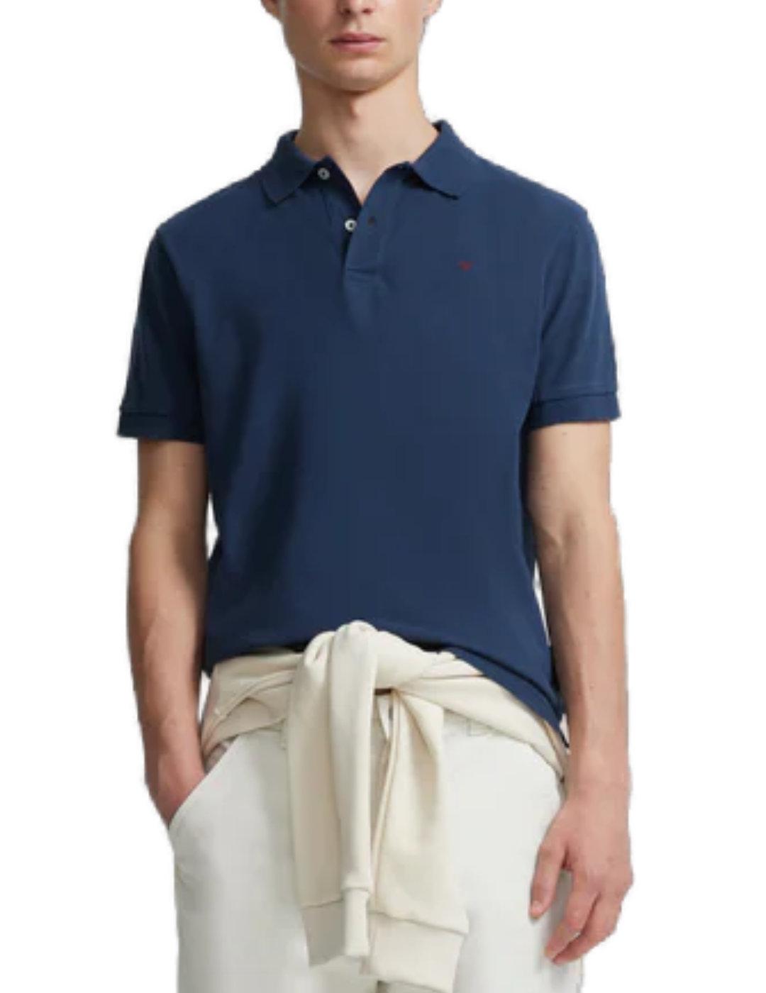 Polo Silbon clasico liso azul marino de hombre-&