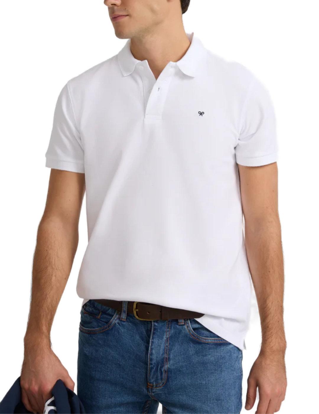Polo Silbon clasico liso blanco manga corta de hombre