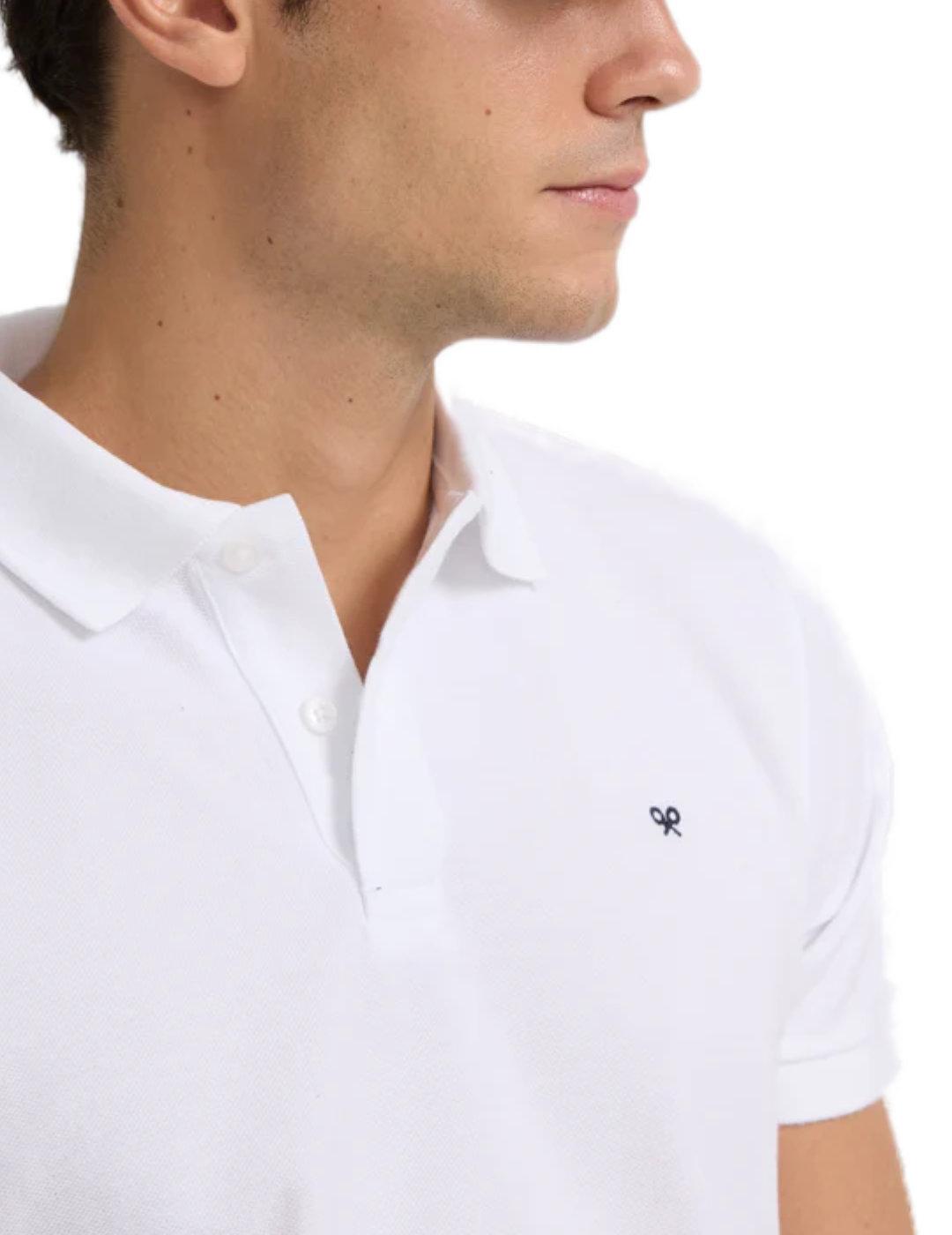 Polo Silbon clasico liso blanco manga corta de hombre