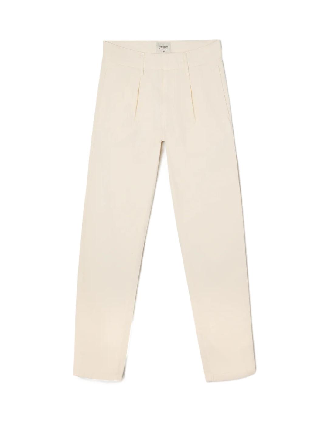 Pantalón Silbon sport chino lino beige pinzas para hombre