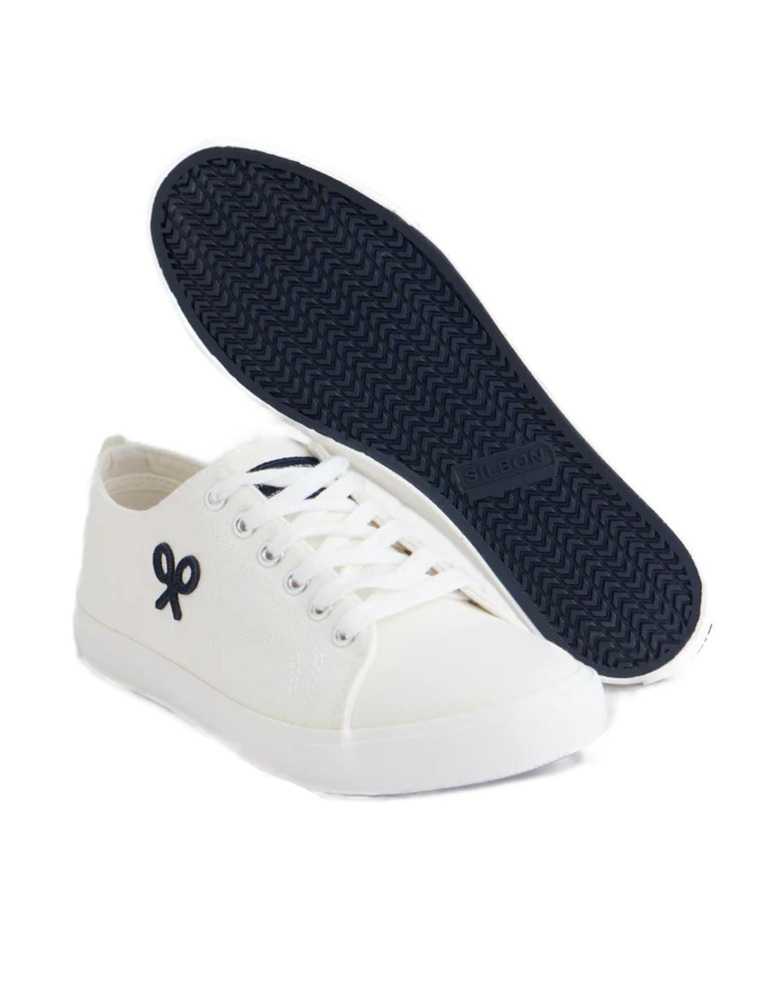 Zapatilla Silbon clásica lona blancas con logo para hombre