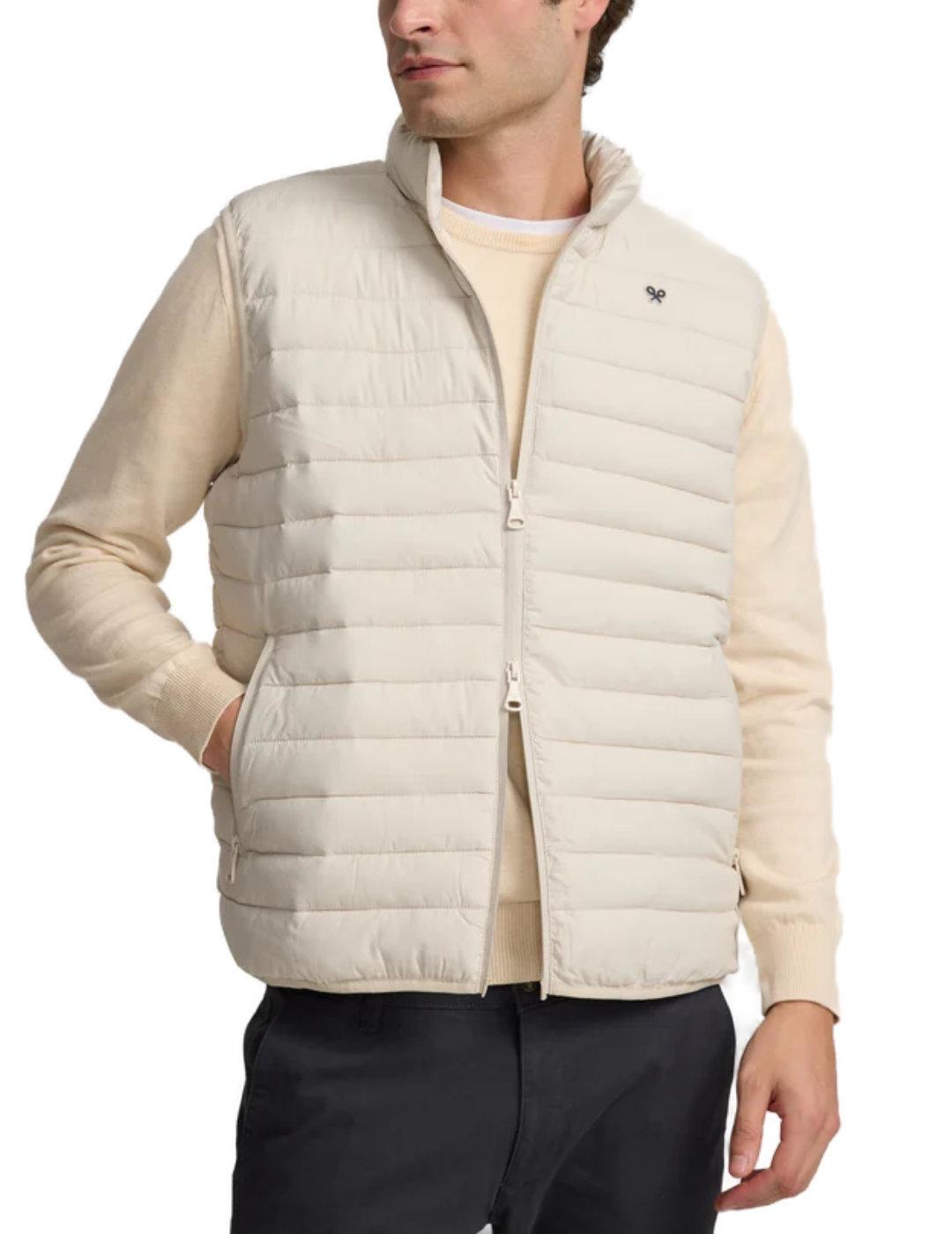 Chaleco Silbon padded beige claro guateado para hombre