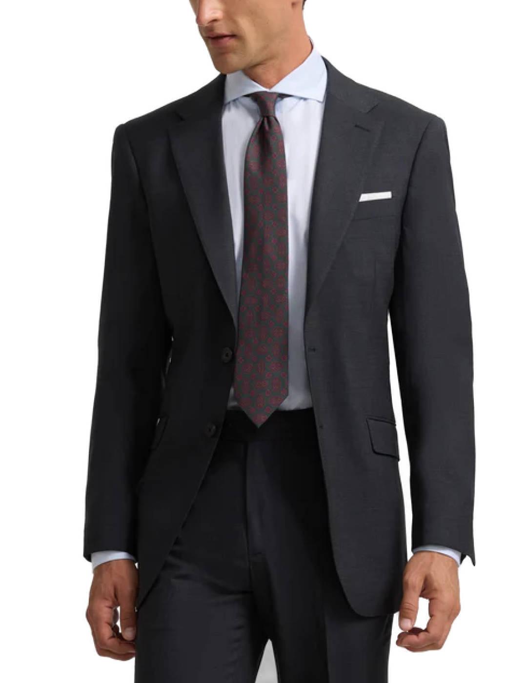 Americana Silbon traje stretch gris oscuro lana para hombre