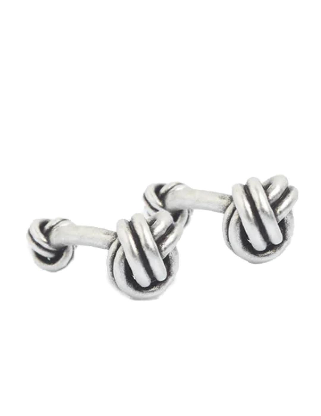 Gemelo Silbon nudo plata envejecida logotipo para hombre