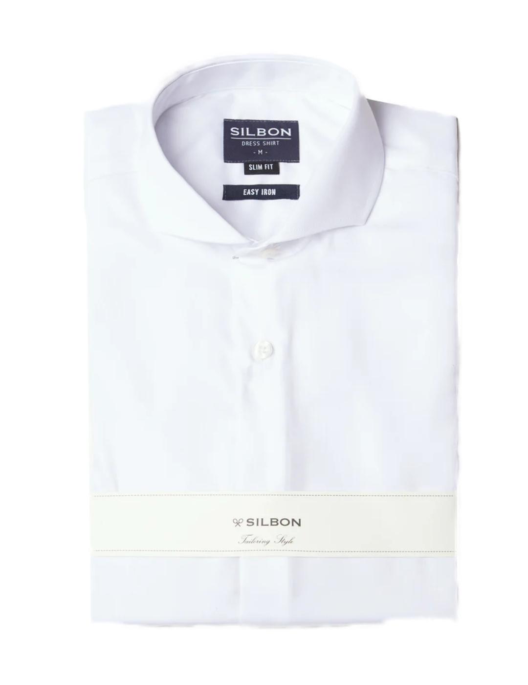 Camisa Silbon vestir puño doble blanca para hombre