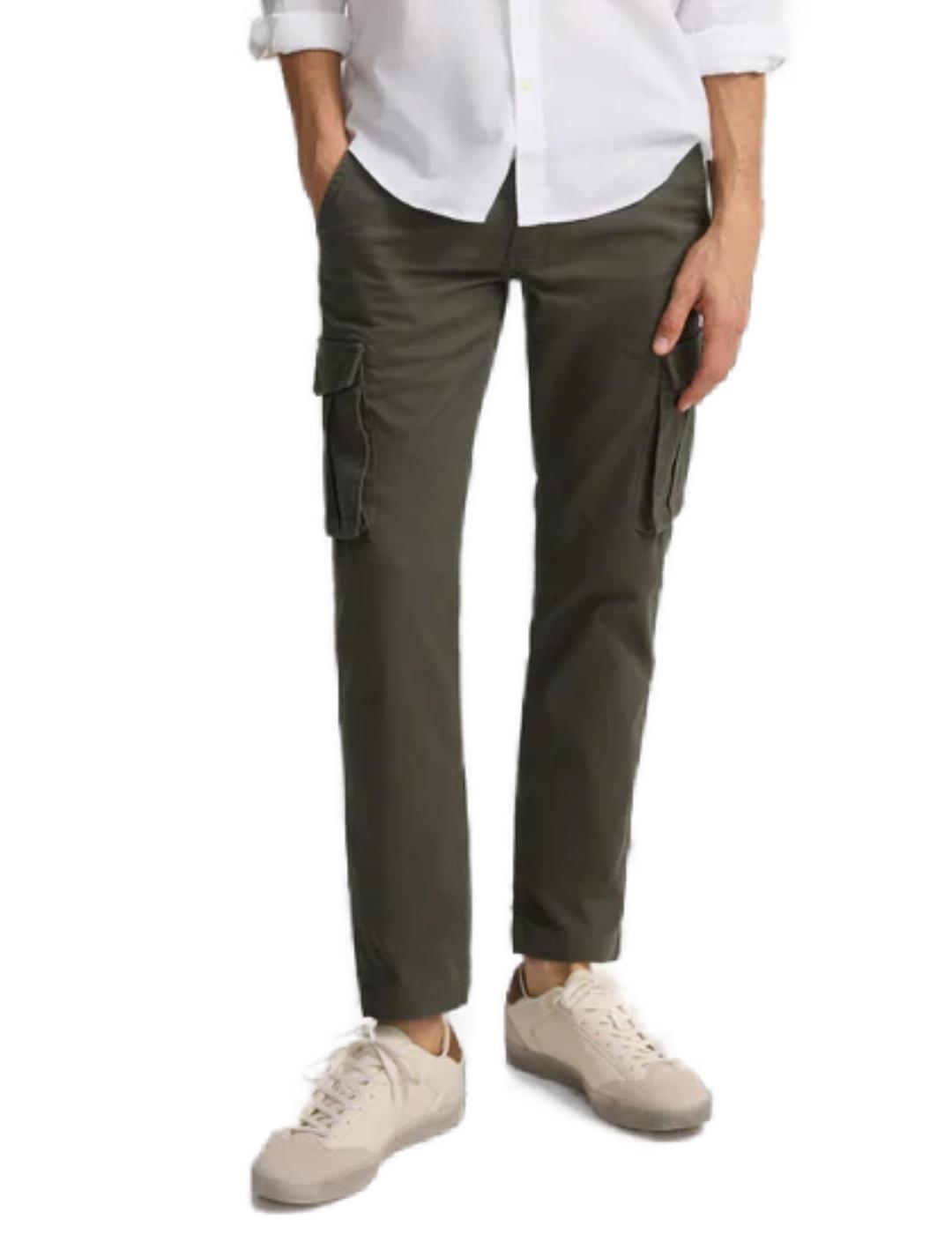 Pantalón Silbon sport cargo verde oscuro slim para hombre