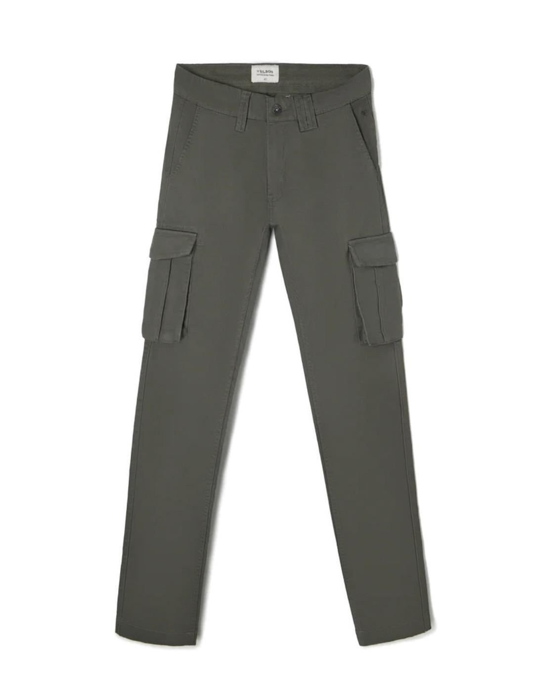 Pantalón Silbon sport cargo verde oscuro slim para hombre