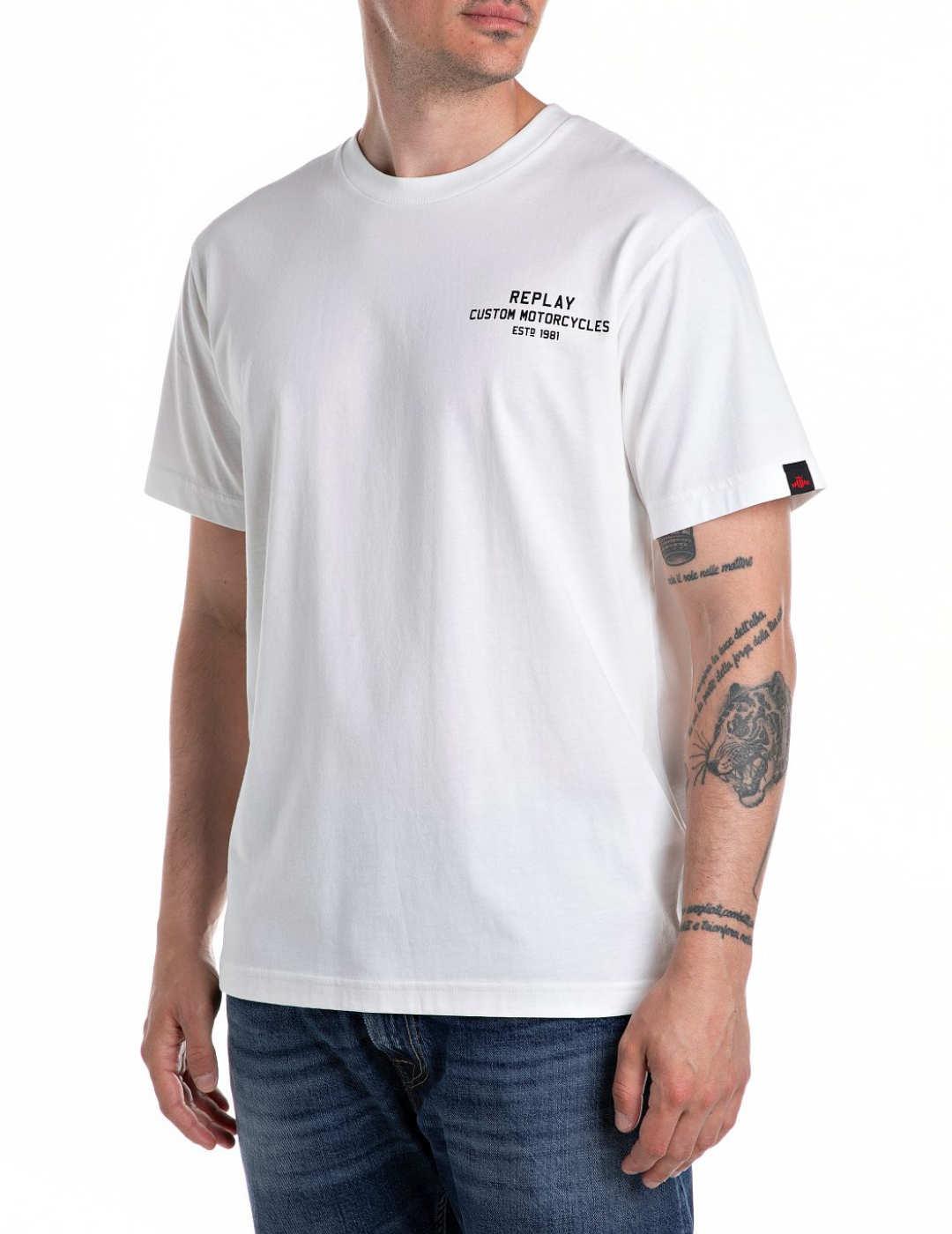 Camiseta Replay blanca letras espalda manga corta de hombre