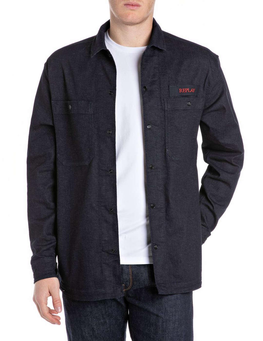 Camisa Replay vaquera oscura de hombre-&