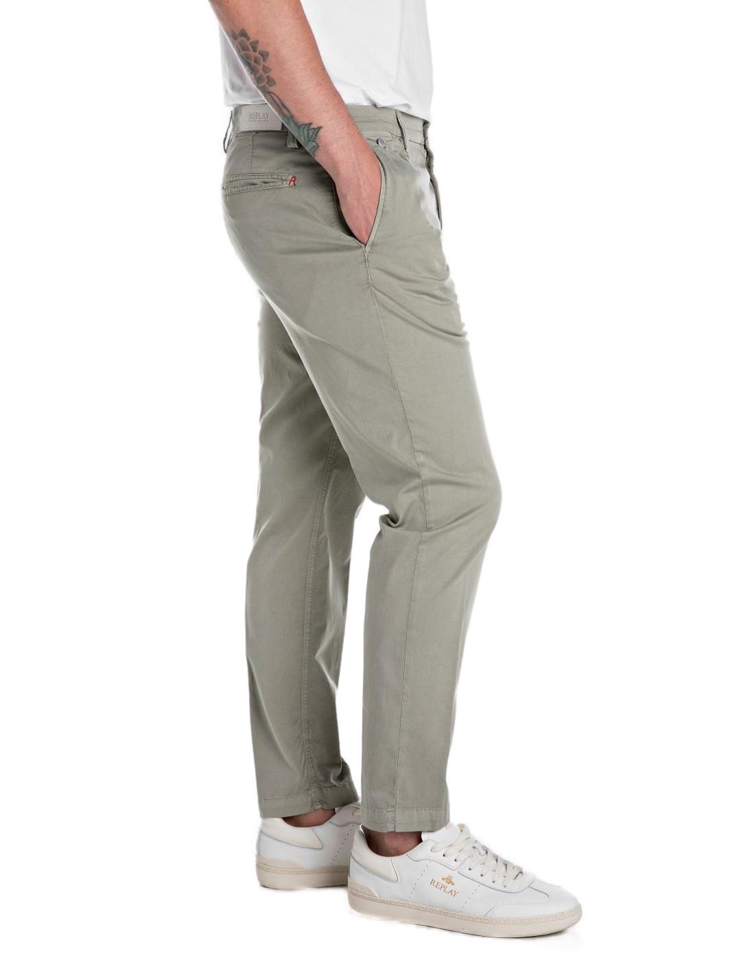 Pantalón tipo chino Replay Benni verde claro para hombre