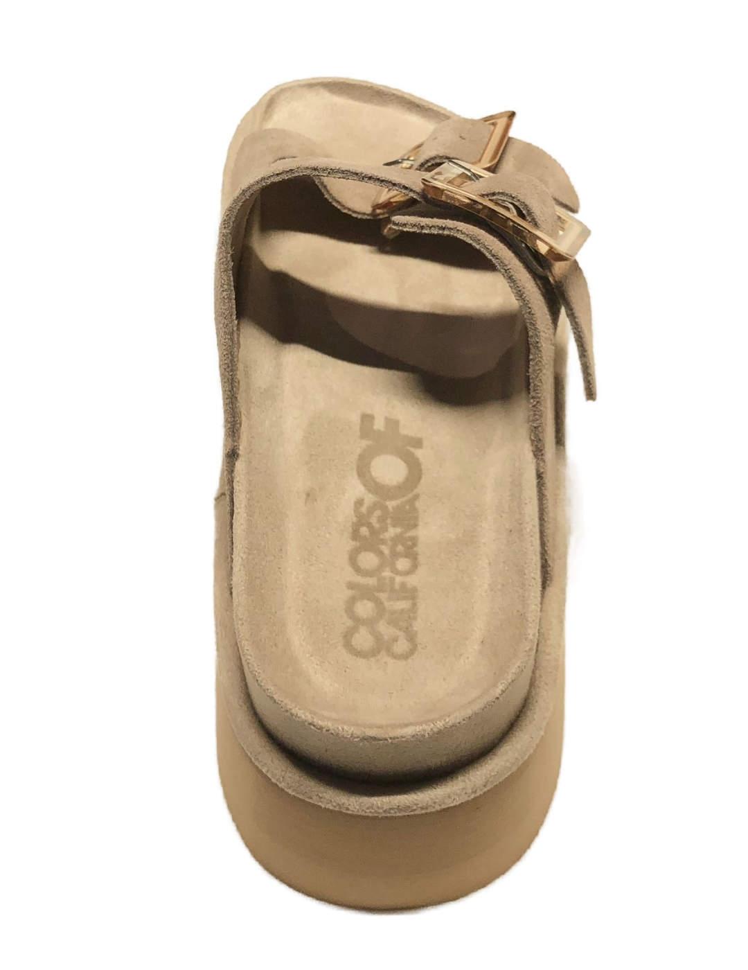 Sandalias Colors of California ante beige tiras para mujer