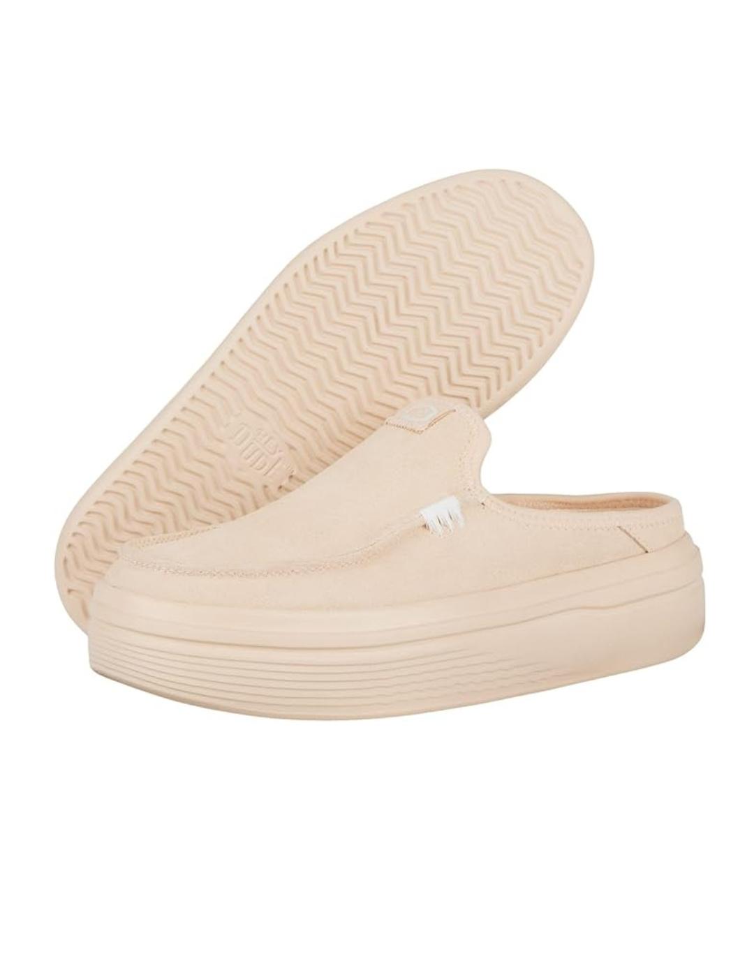 Zueco Heydude Austin en ante beige para mujer