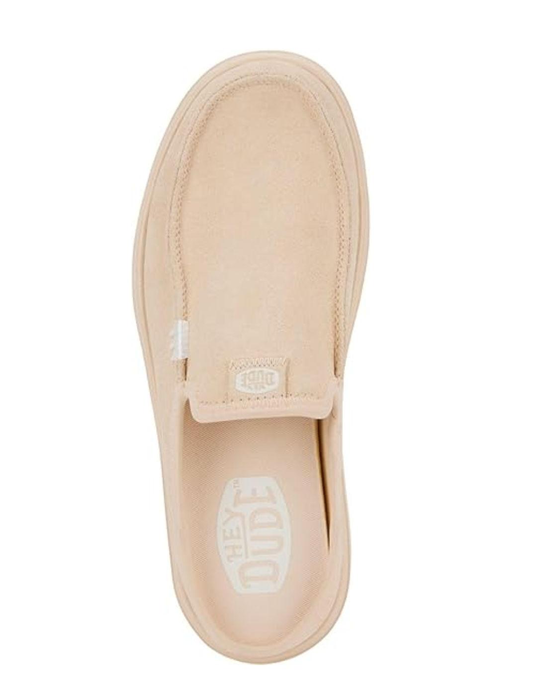 Zueco Heydude Austin en ante beige para mujer