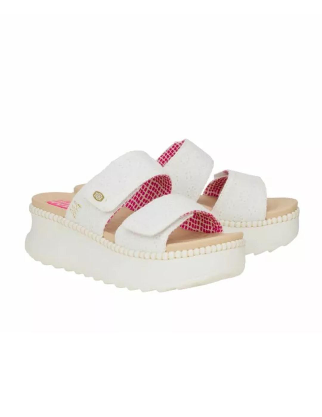 Sandalia Heydude Delray plataforma blanco para mujer