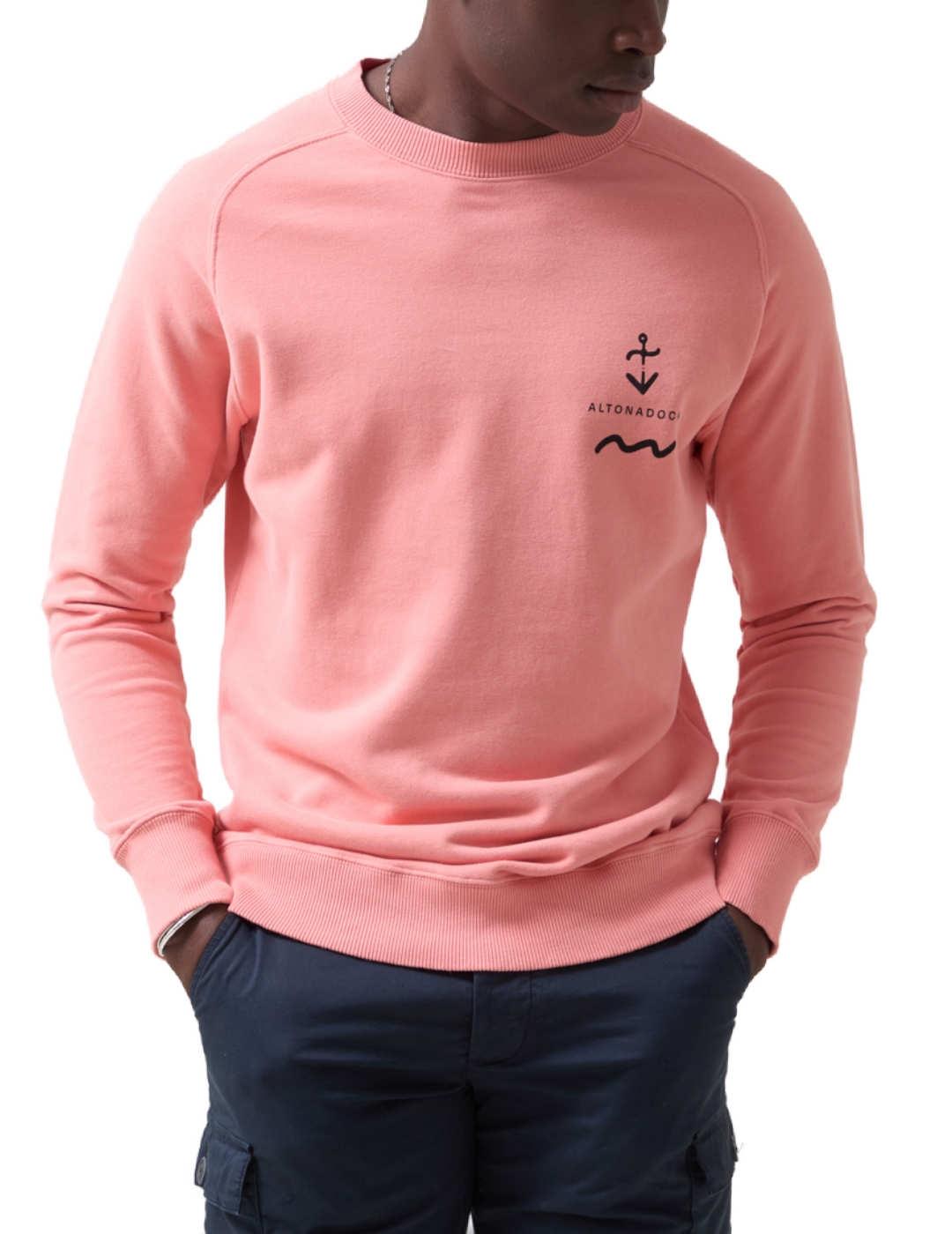 Sudadera Altonadock terracota sin capucha para hombre