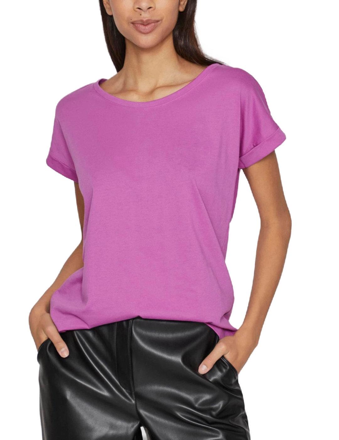 Camiseta básica Vila Dreamers morada manga corta para mujer