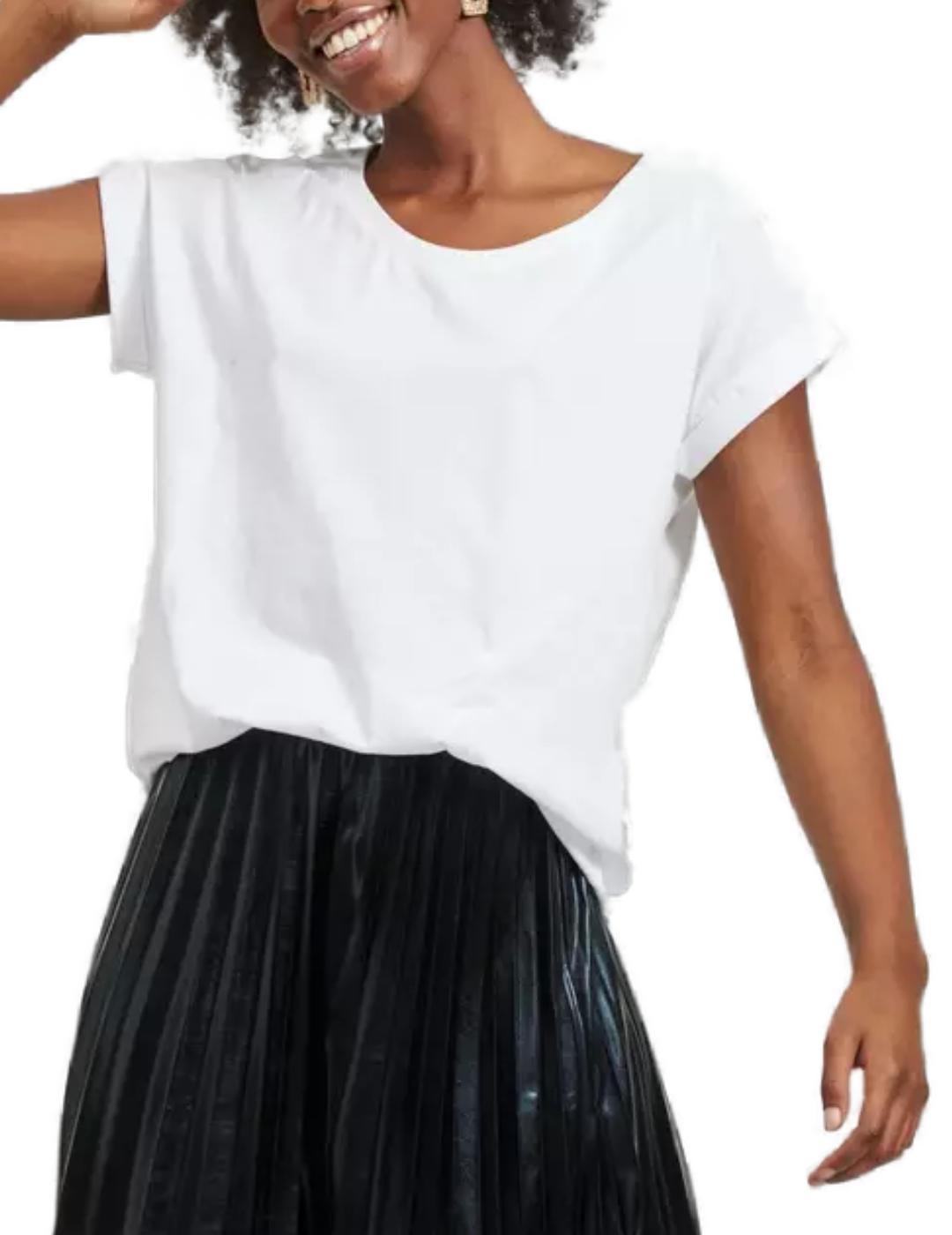 Camiseta básica Vila Dreamers blanca manga corta para mujer