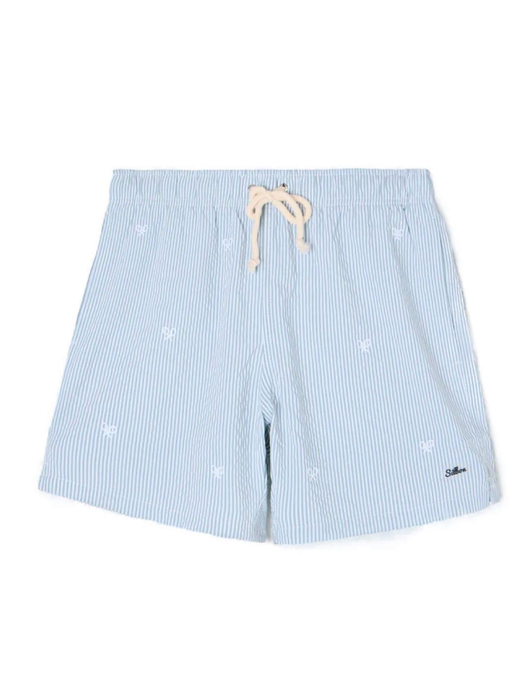 Bañador Silbon rayas verde medio logotipo para hombre