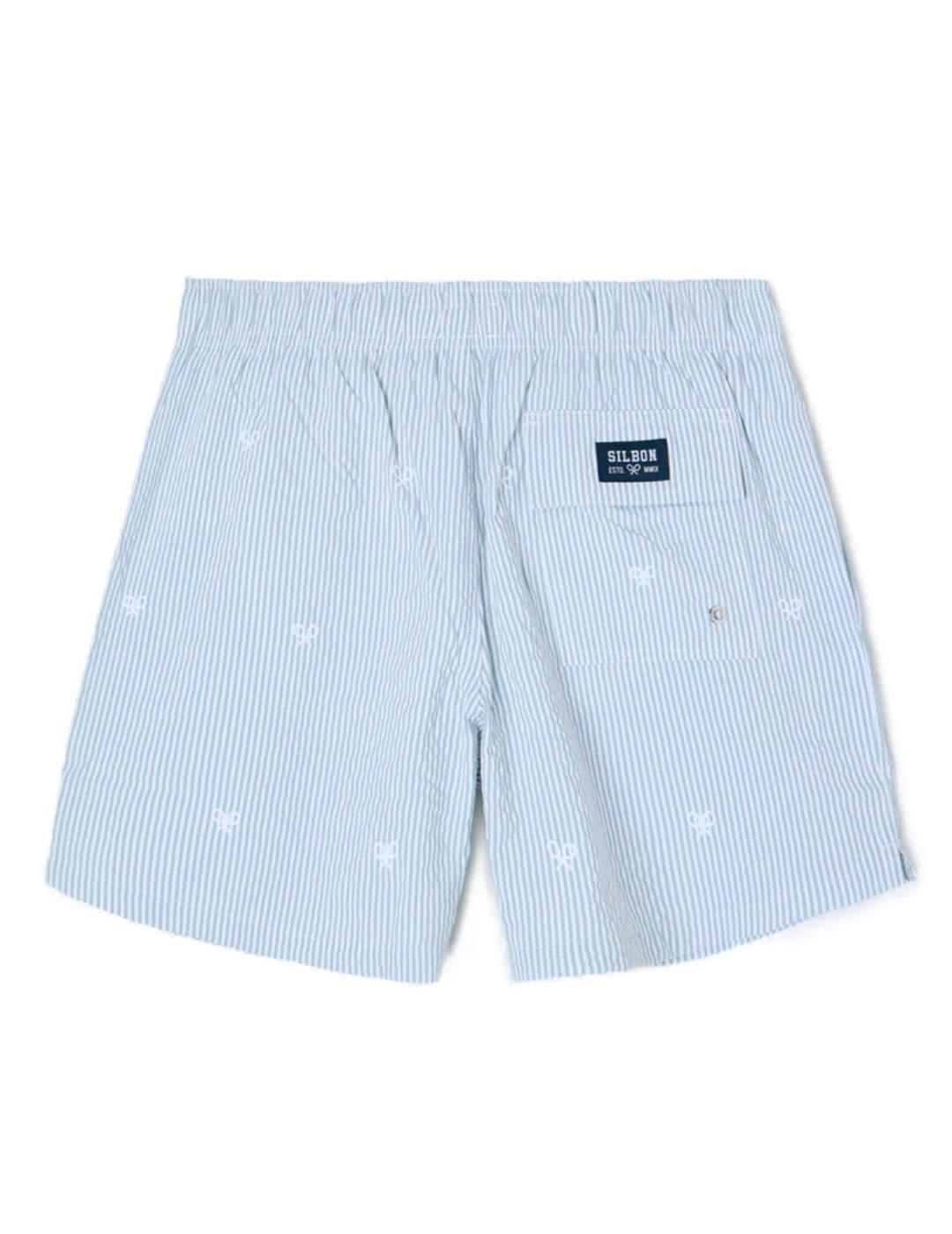 Bañador Silbon rayas verde medio logotipo para hombre