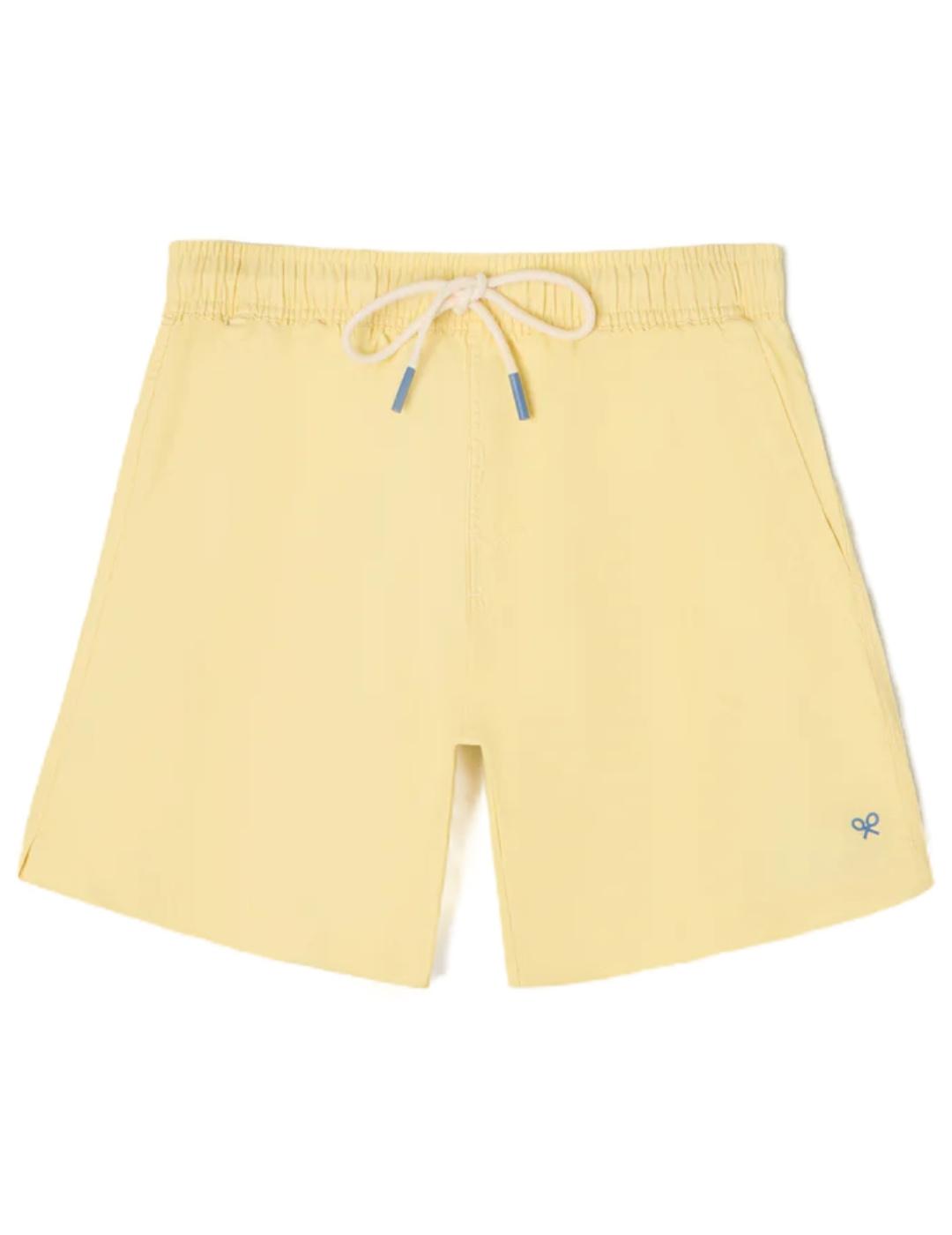  Bañador Silbon liso amarillo claro con cordón para hombre