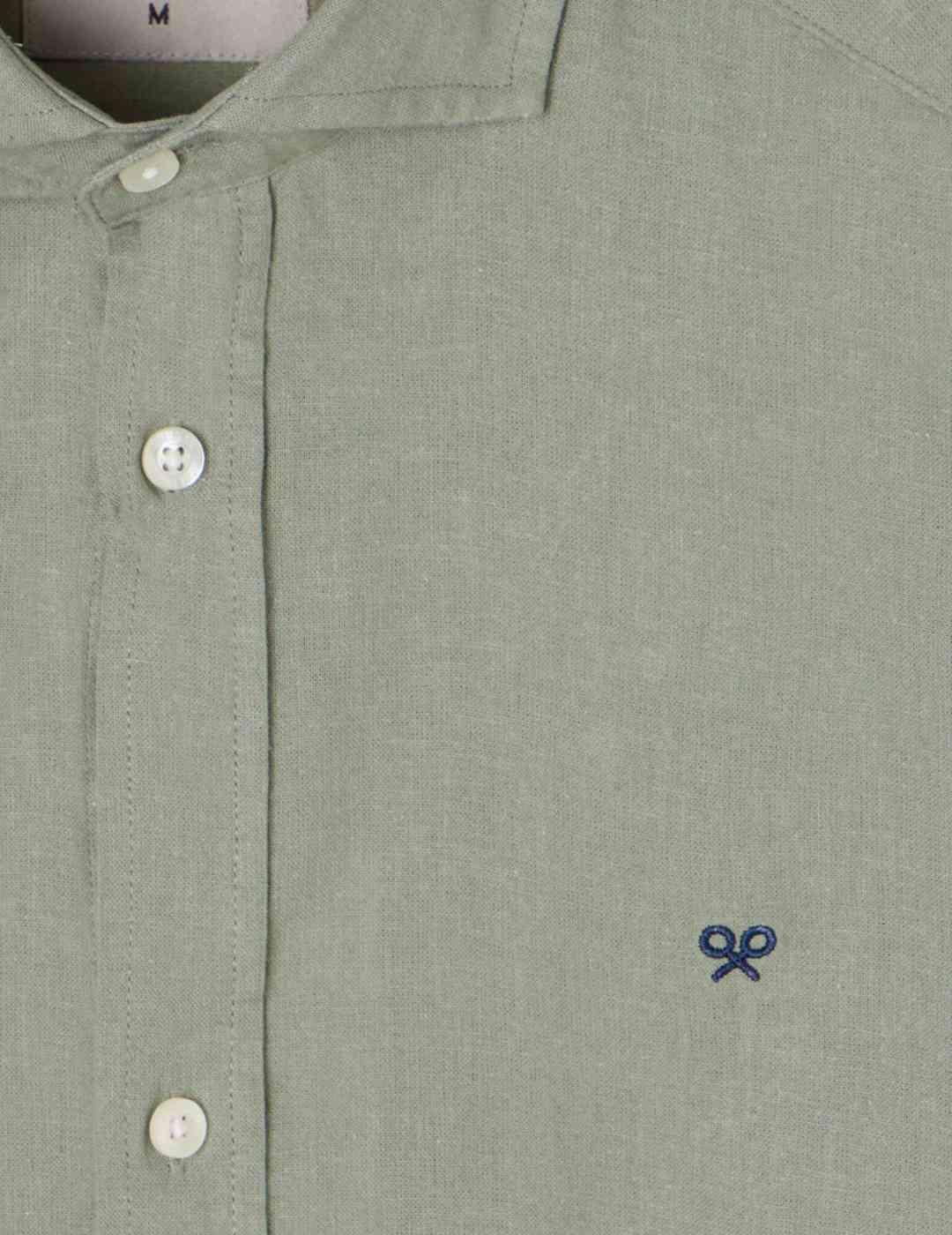  Camisa Silbon sport lino khaki manga larga para hombre