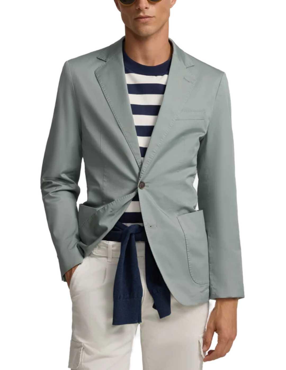  Chaqueta americana Silbon casual verde gris tailored hombre