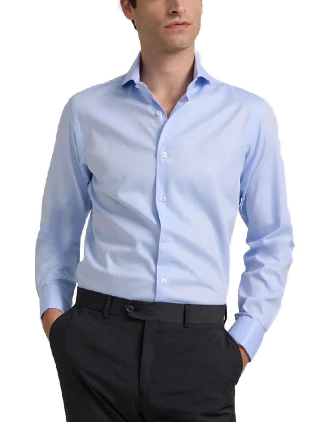 Camisa Silbon espiga celeste de vestir regular para hombre