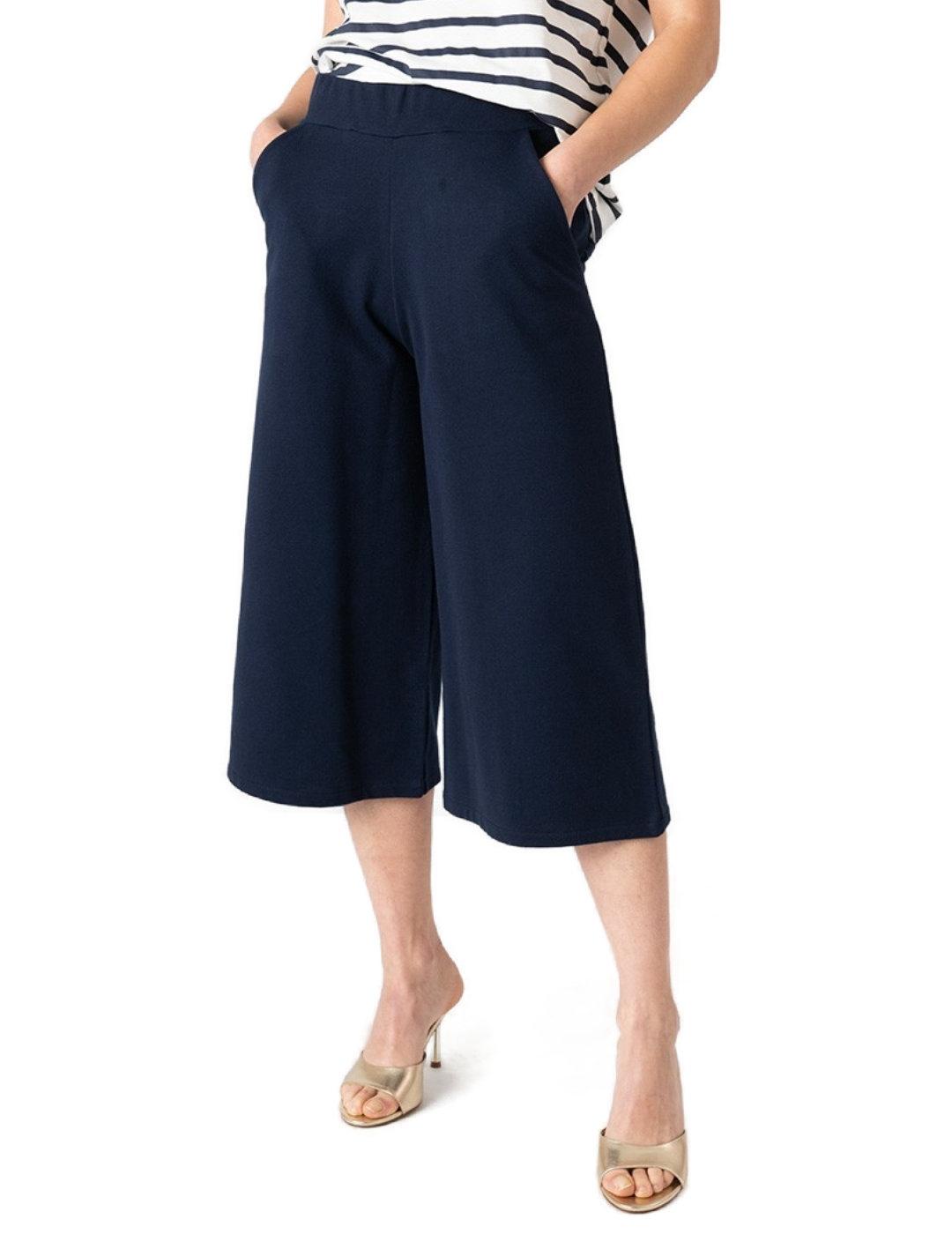 Pantalón culotte Animosa Golondrinas azul marino para mujer