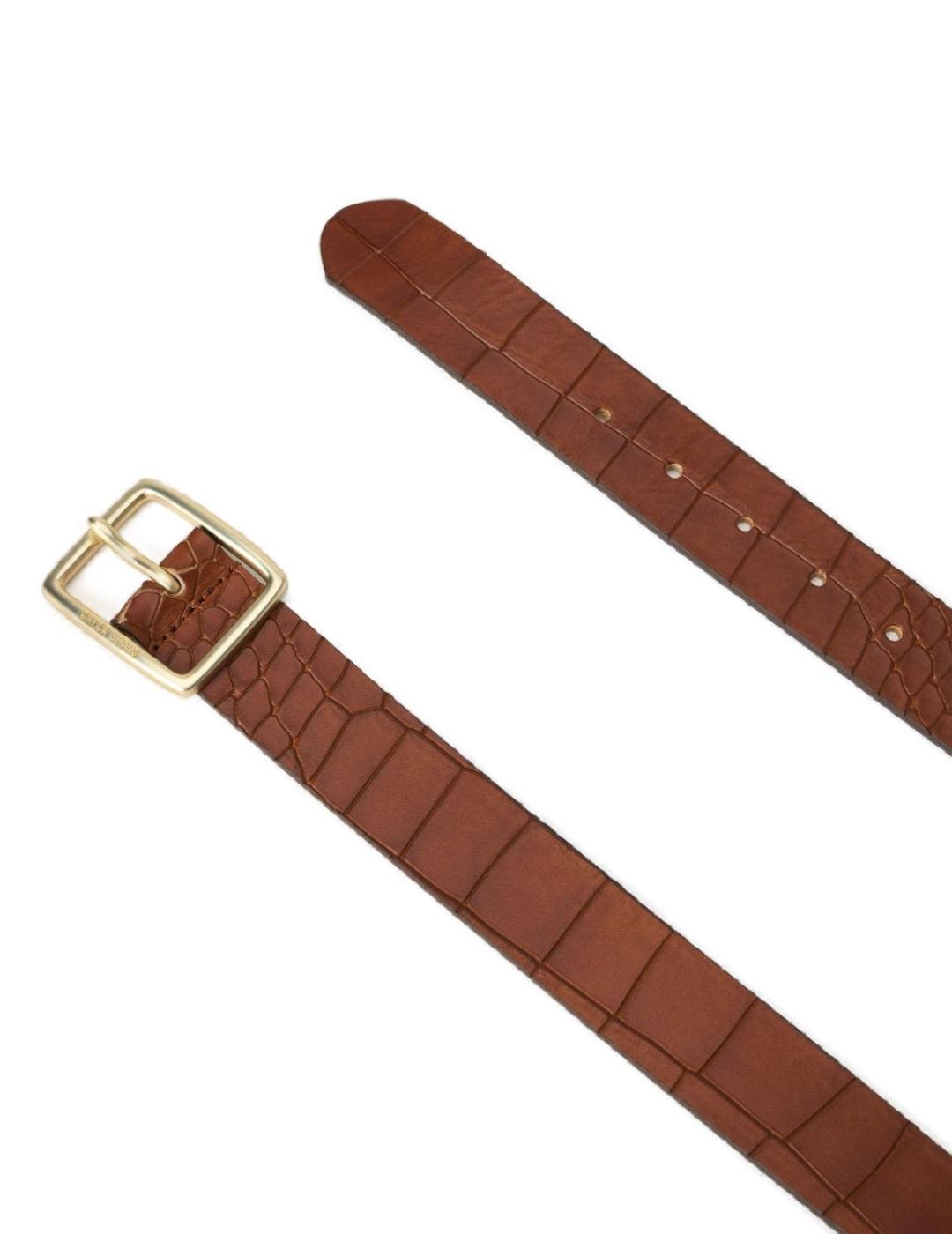 Cinturón Salsa marrón cuero texturizao de mujer-&