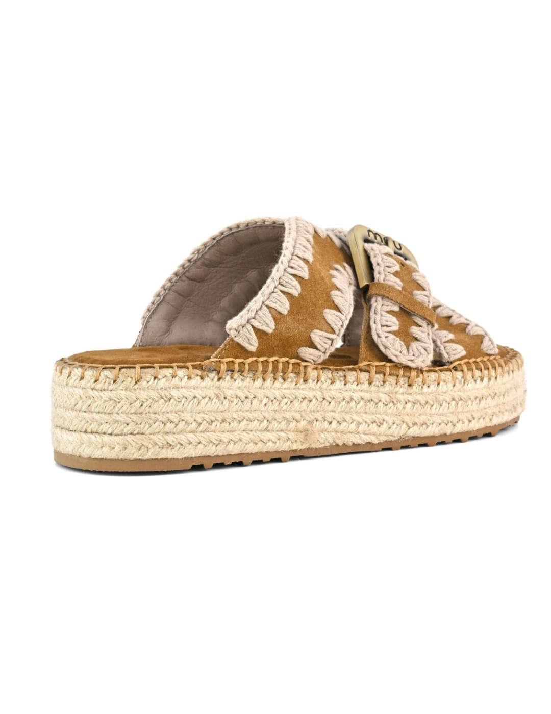 Sandalias Mou yute camel tiras de plataforma para mujer