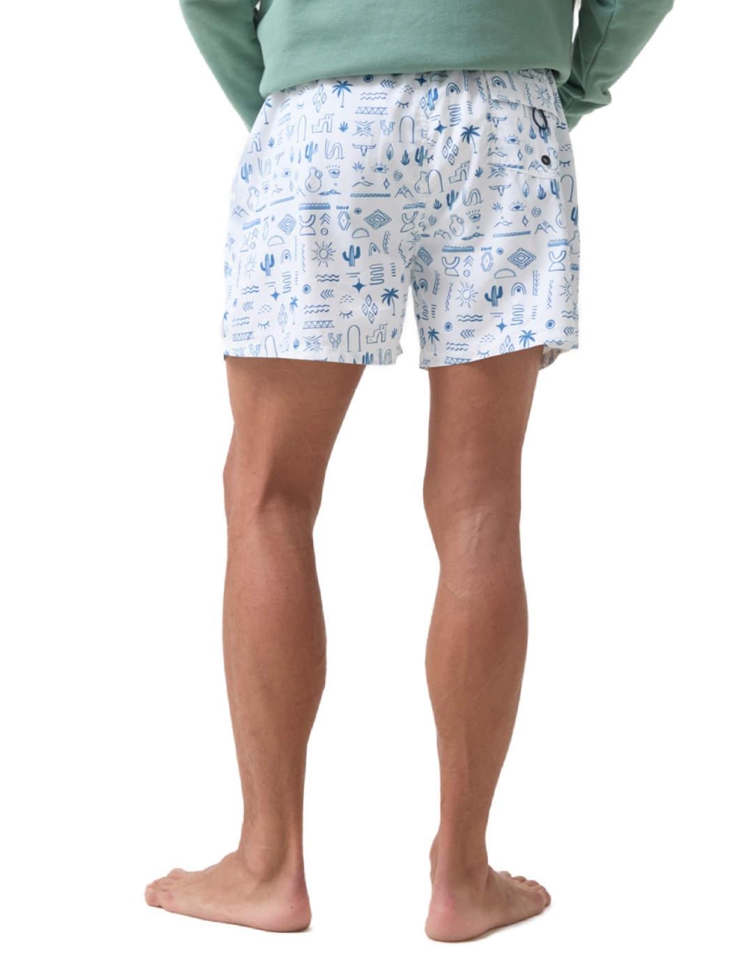 Bañador Altonadock blanco con dibujos en azul para hombre