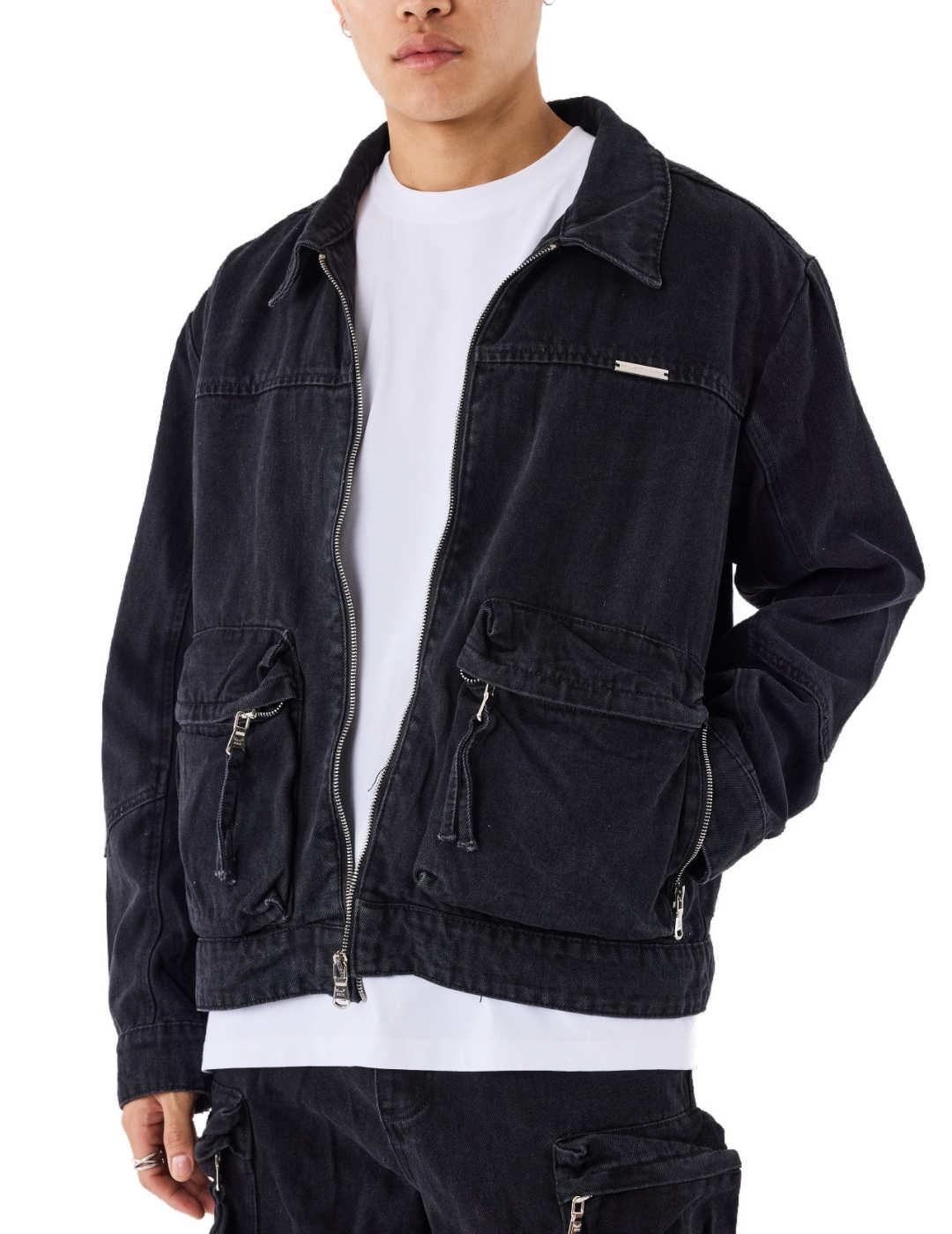 Chaqueta vaquera Project x Paris negra cargo para hombre
