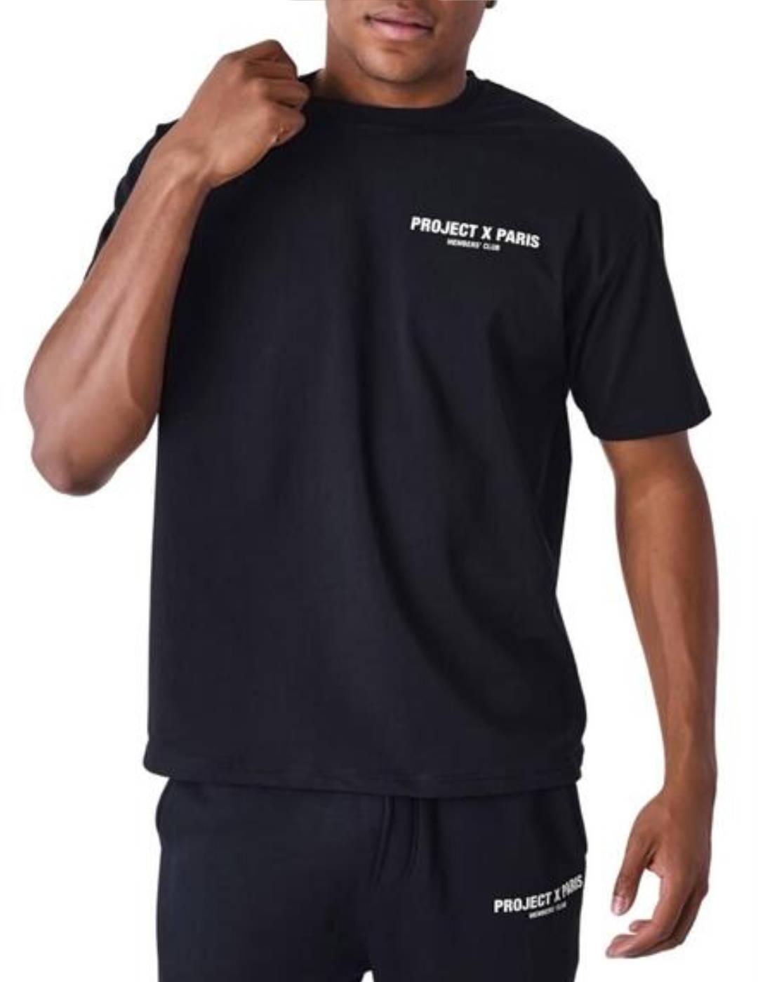 Camiseta Project x Paris negra letras manga corta de hombre
