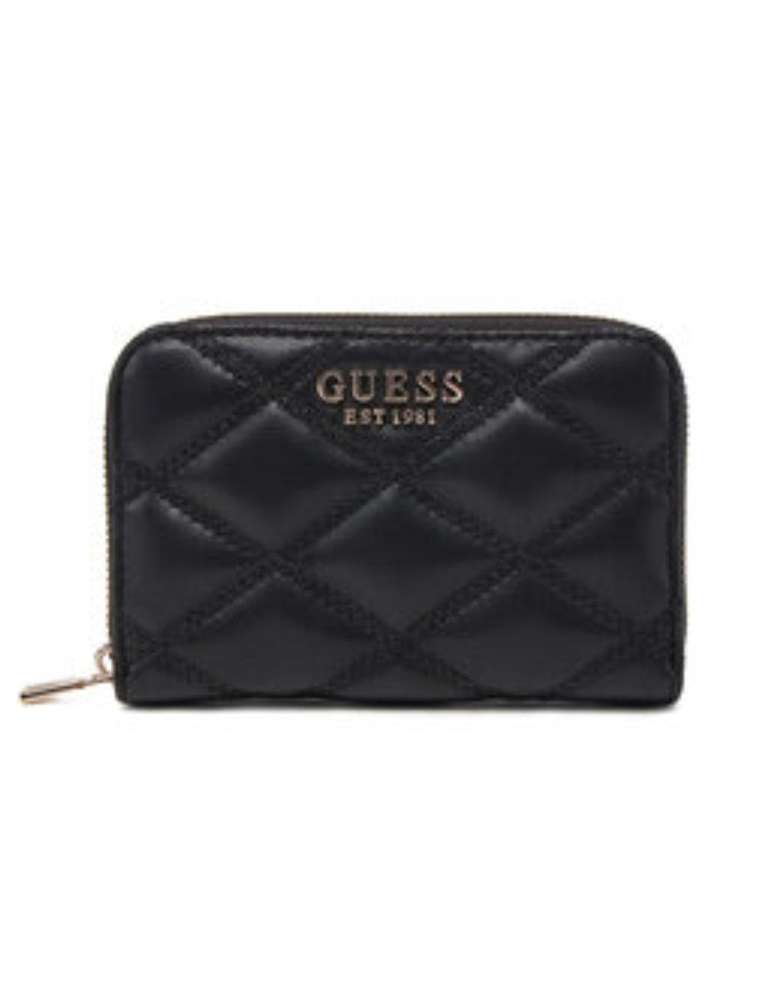 Monedero Guess Tamsin negro con cremallera de mujer