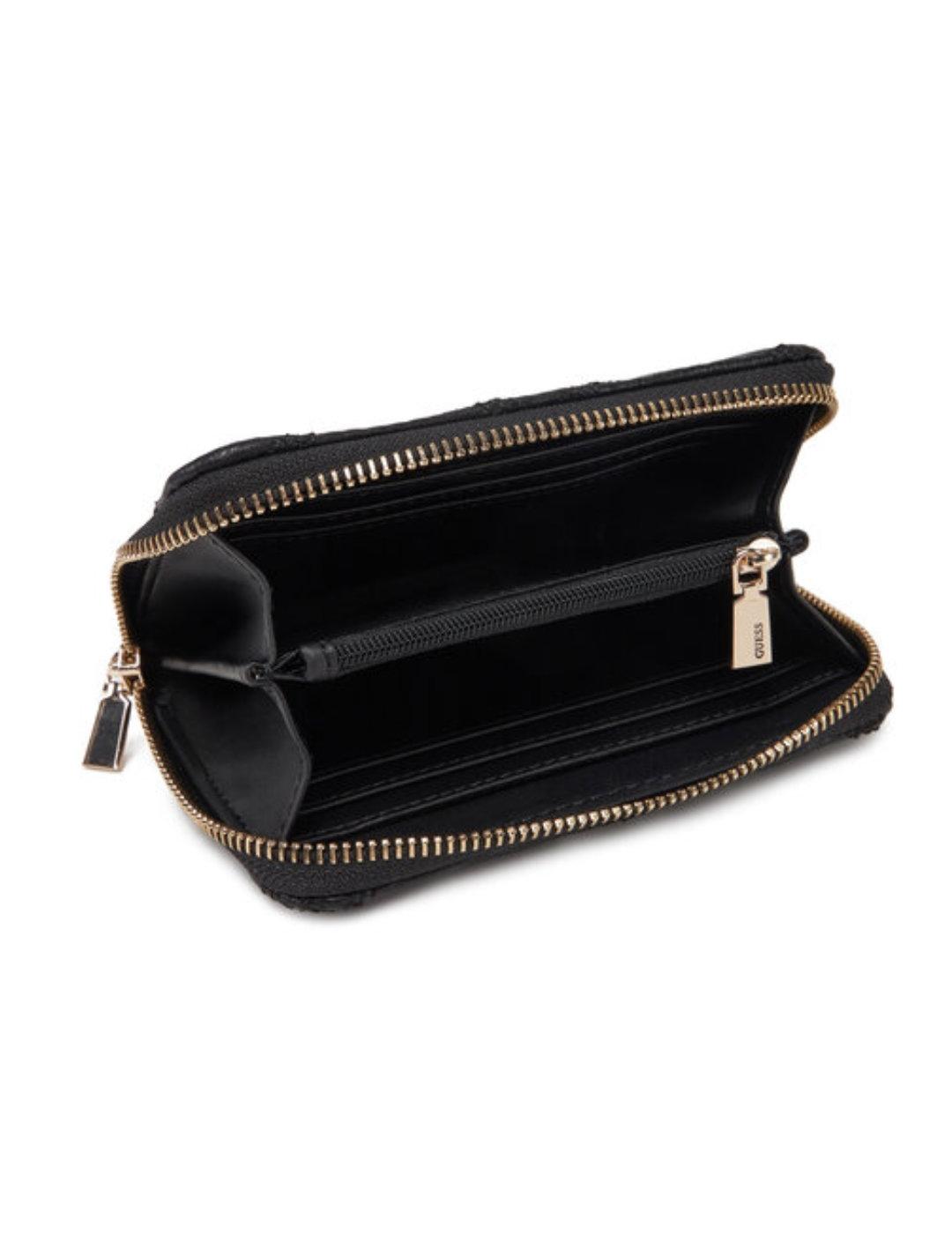 Monedero Guess Tamsin negro con cremallera de mujer
