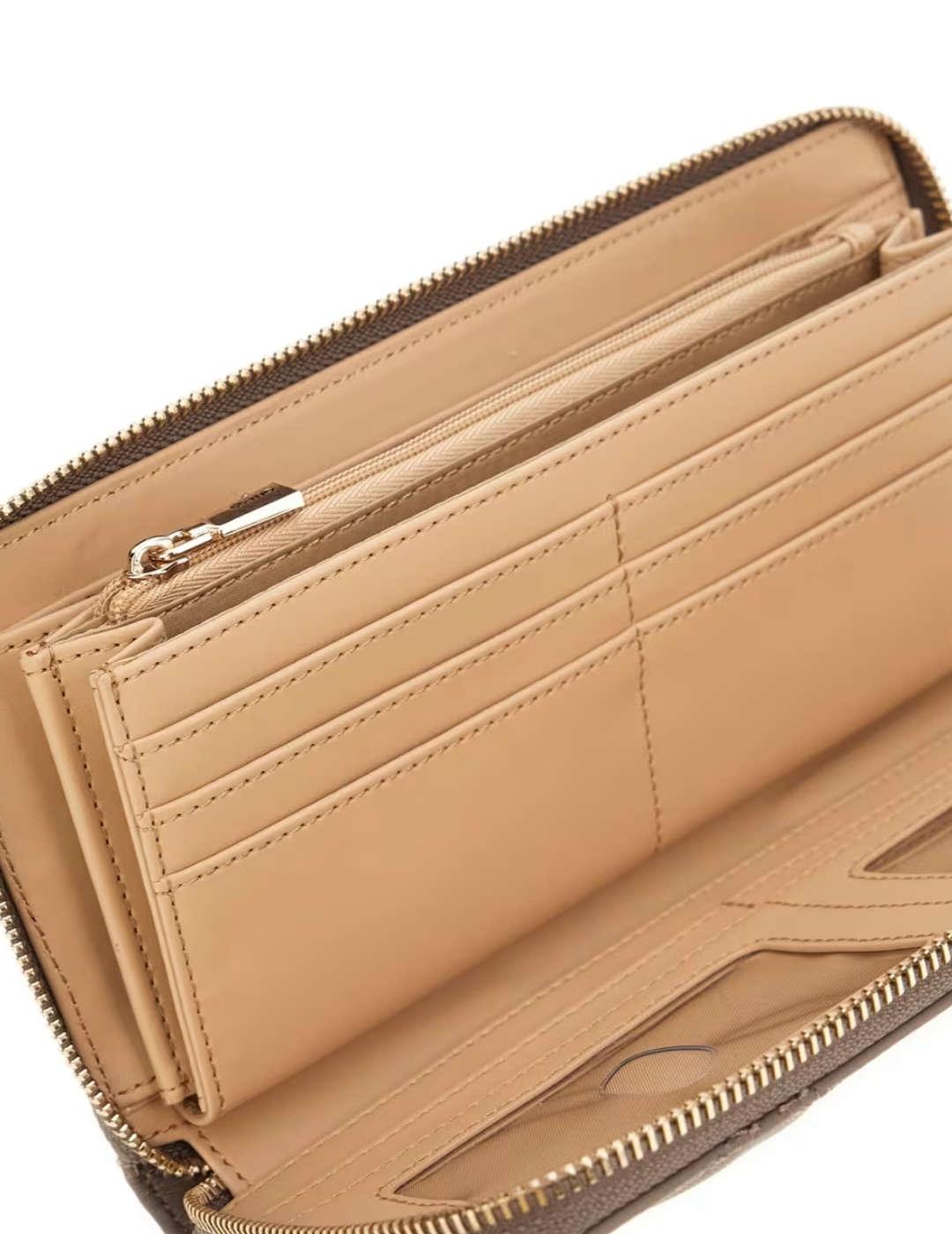 Cartera Guess Tamsin beige guateada para mujer