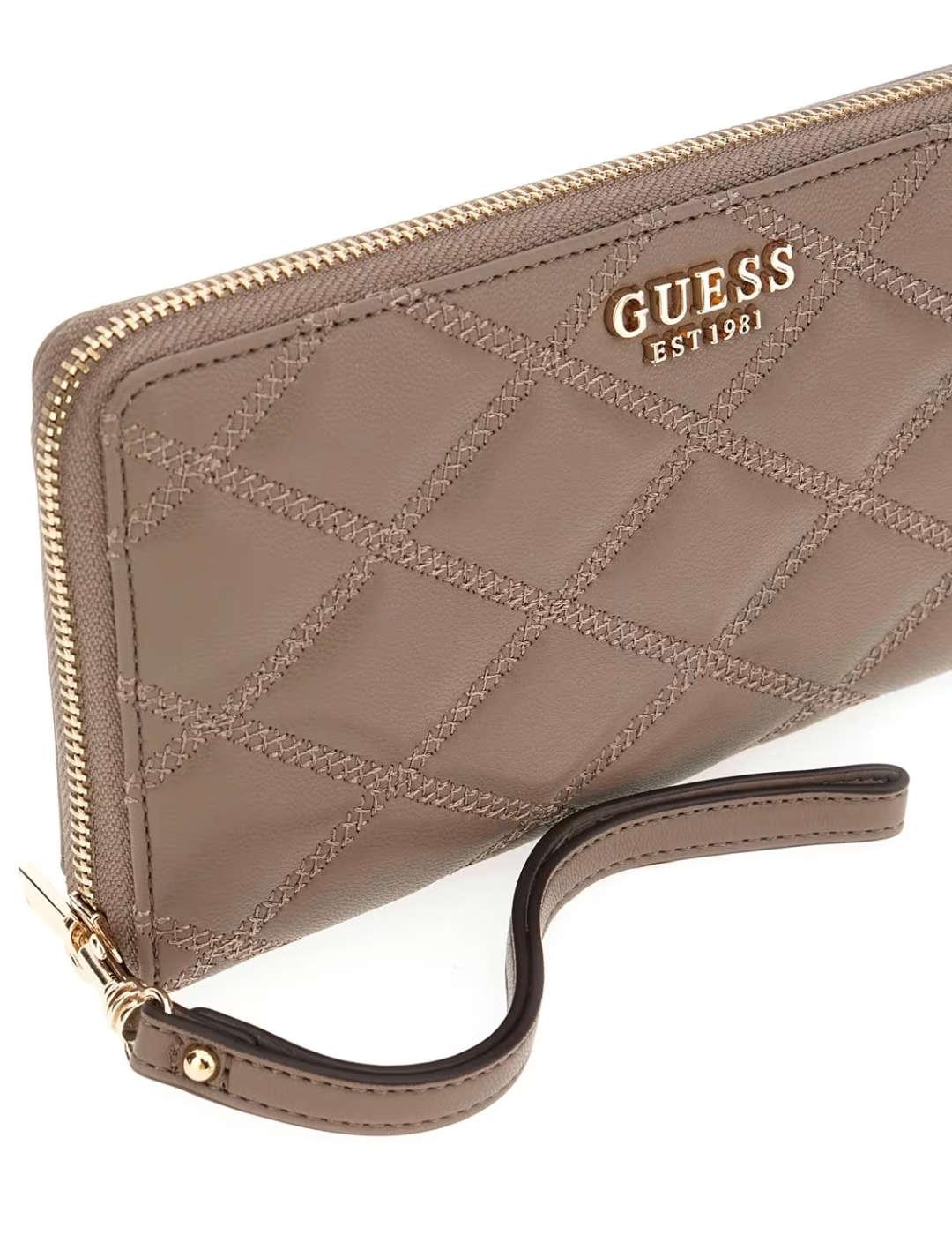 Cartera Guess Tamsin beige guateada para mujer