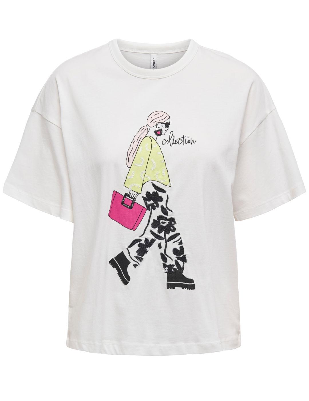 Camiseta Only Tenna blanca Collection manga corta para mujer