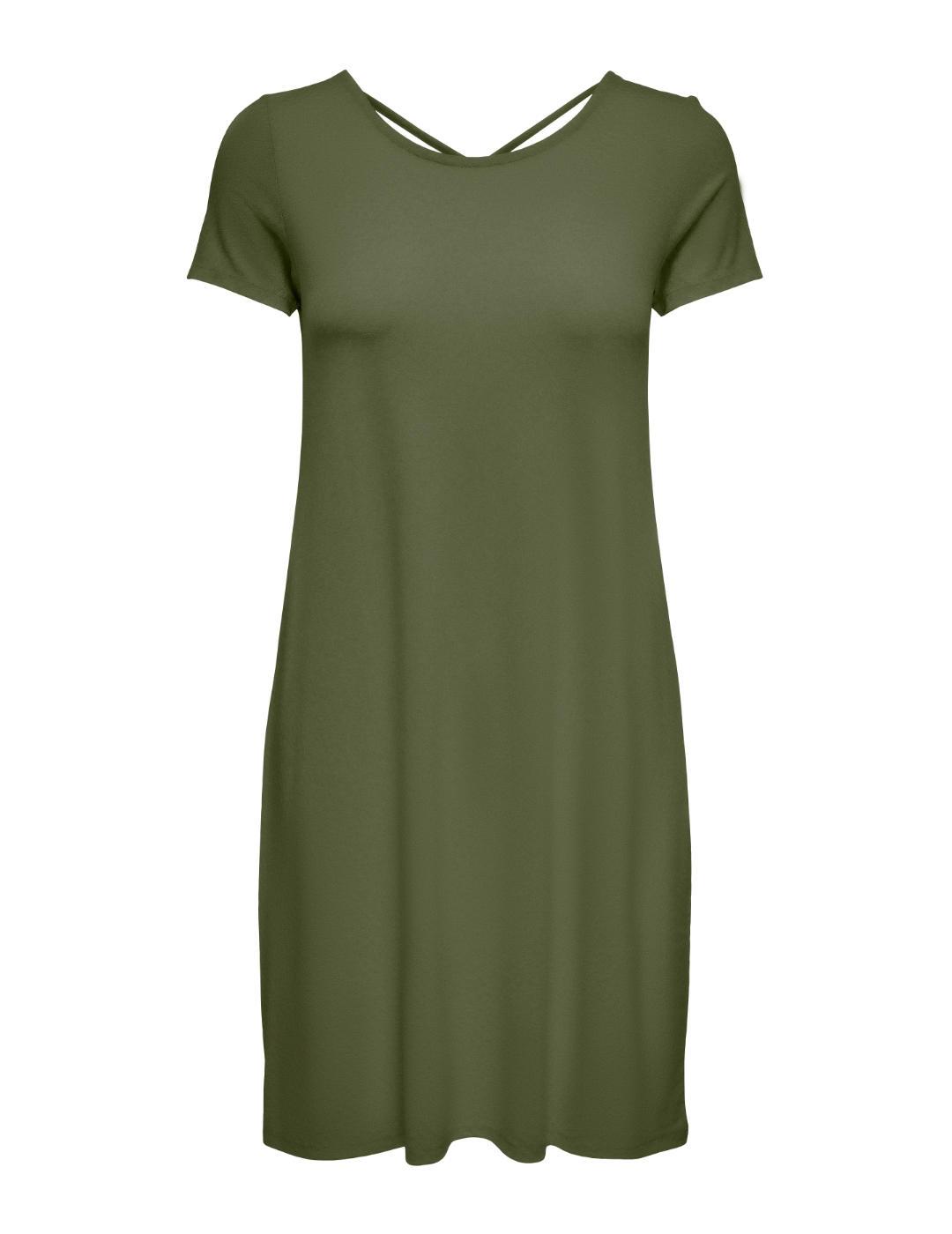 Vestido Only Bera verde oscuro manga corta de mujer