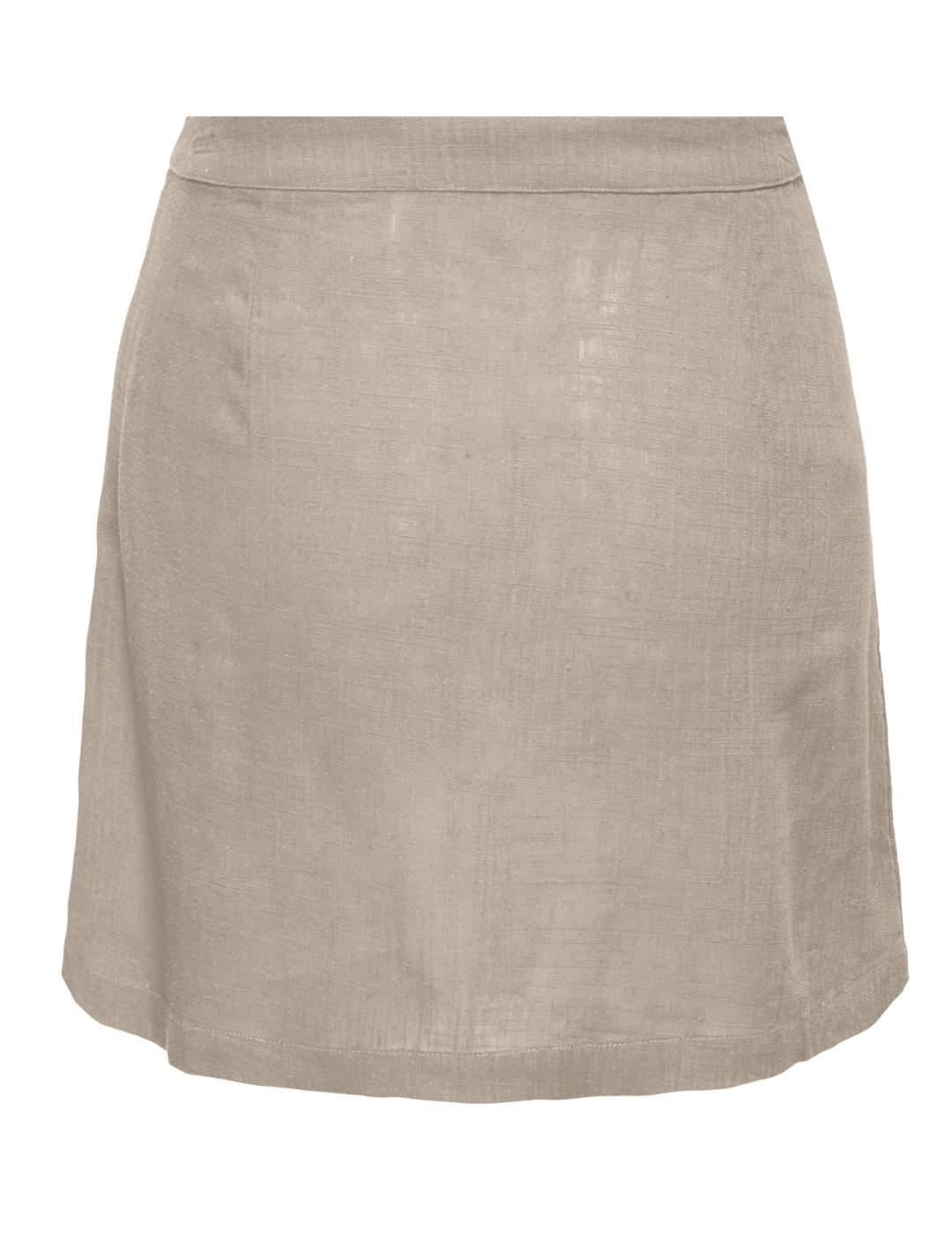 Falda Only Aska lino beige de lino bordada para mujer