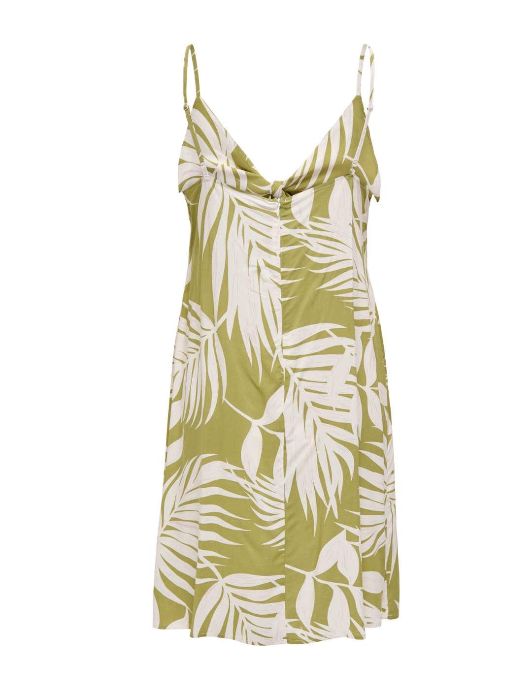 Vestido Only Nova verde hojas nudo de tirantes para mujer