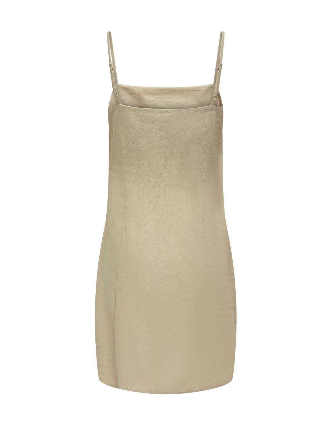 Vestido Only Caro lino beige tirantes de mujer