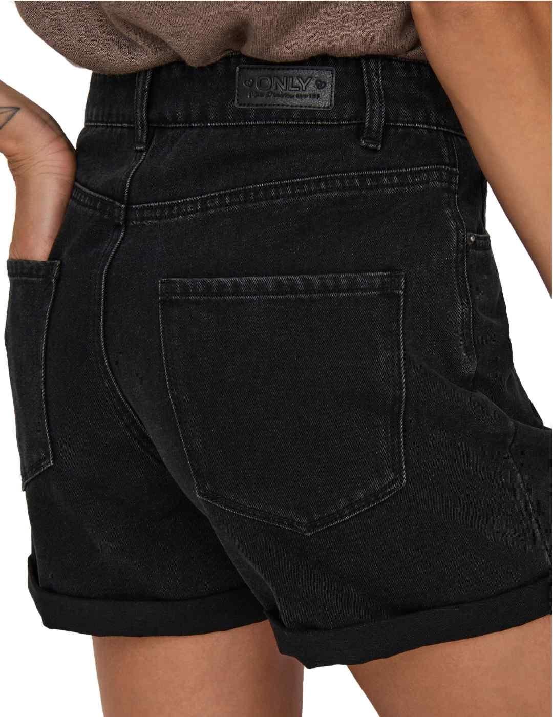 Short Only Vega negro dobladillo para mujer