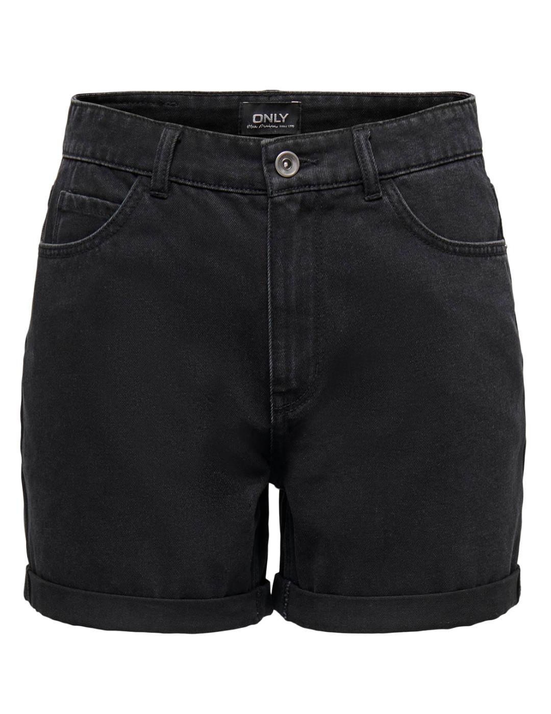 Short Only Vega negro dobladillo para mujer