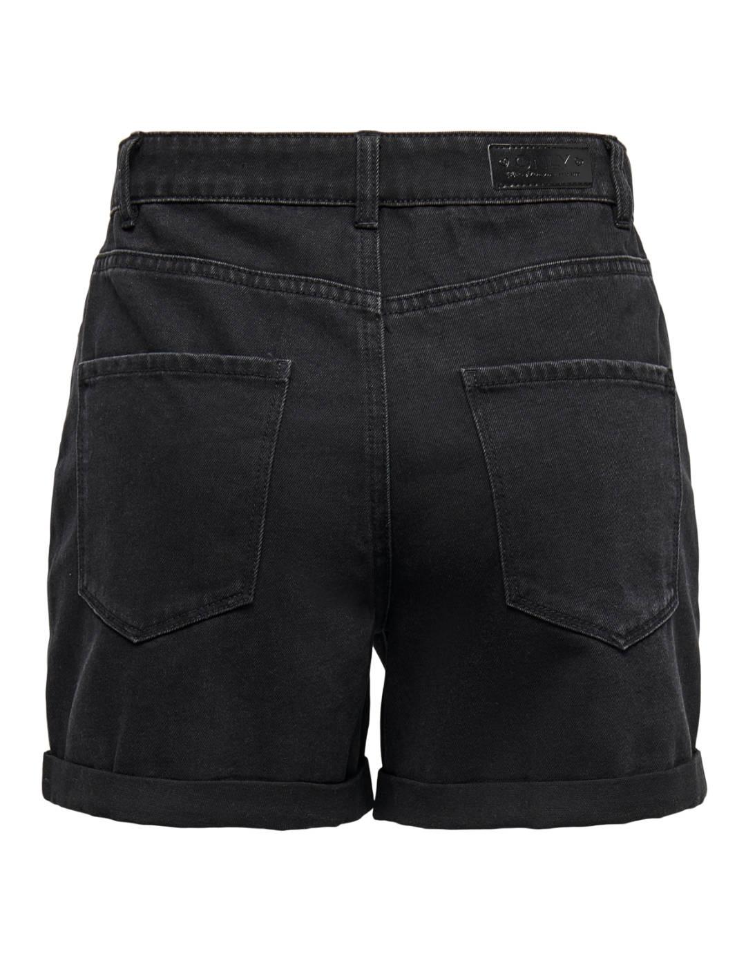 Short Only Vega negro dobladillo para mujer
